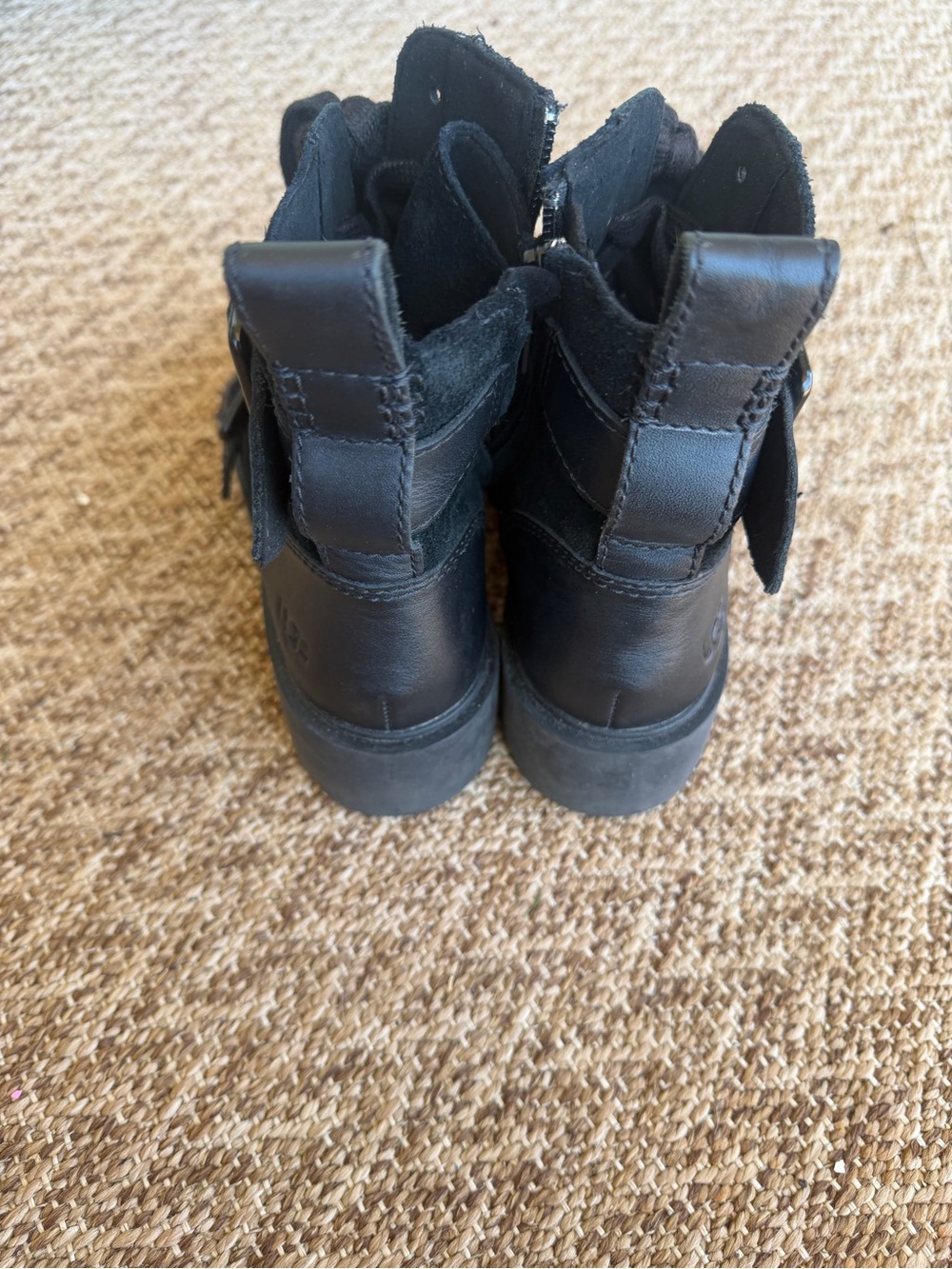 UGG ZORRAH BLACK WATERPROOF SUEDE MOTO BIKER BUCKLE BOOTS, US 6 ~excellent - Picture 5 of 8